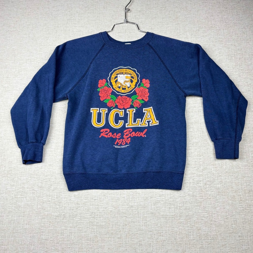 Vintage UCLA Rose Bowl 1984 Sweatshirt Collegiate Pacific Navy Blue Mens Small
